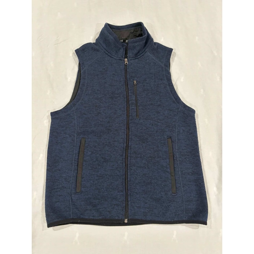 Beverly Hills Polo Club Mens Blue Knit Full Zip Vest Size Large